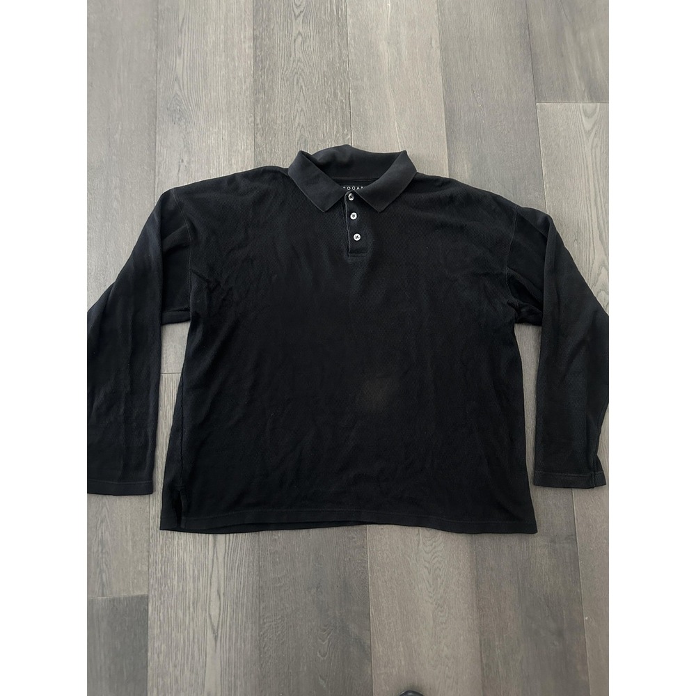 Bogari Polo Shirt Mens XL Black Long Sleeve Pique‎ Cotton Knit Collared Casual